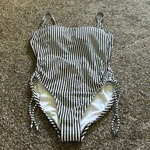 J. Crew NWT Black and White Stripe One Piece Swimsuit